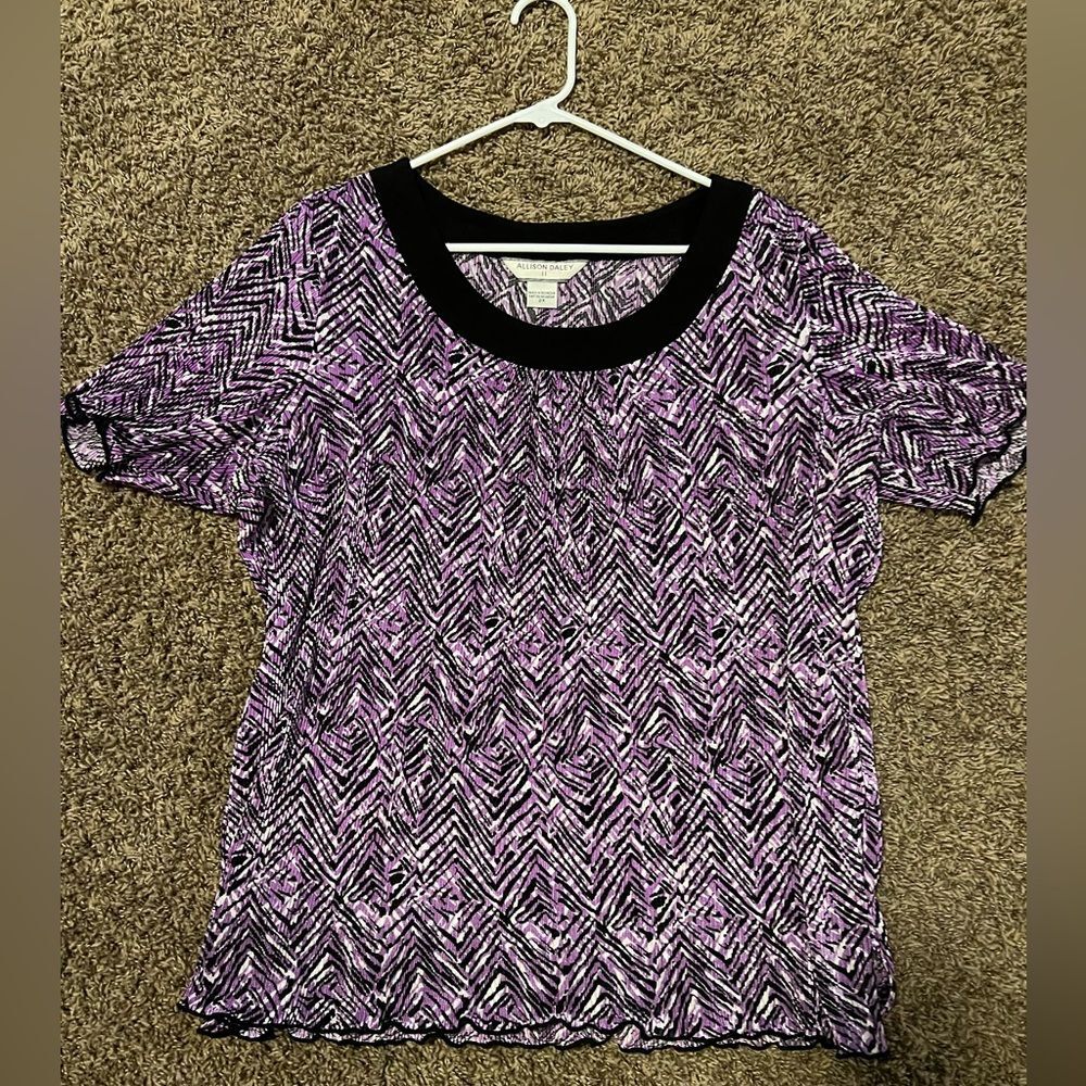 Allison Daley 2X Purple Design Blouse